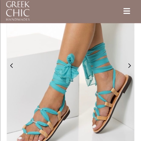 New Leather handmade sandals- silk ribbons USA 10 - Picture 3 of 11